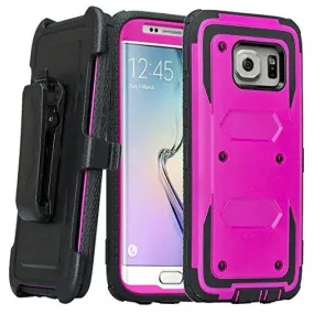 Samsung Galaxy S7 Case, Heavy Duty Hybrid Rotating Swivel Locking Holster Case for Galaxy S7 - Purple