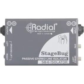 SB-6 Isolator Compact stereo isolator for bal/unbalanced signals, passive