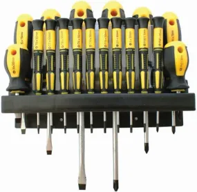 SCREW DRIVER SET 18 PCE STANDARD & PRECISION SIZES & WALL MOUNT RACK
