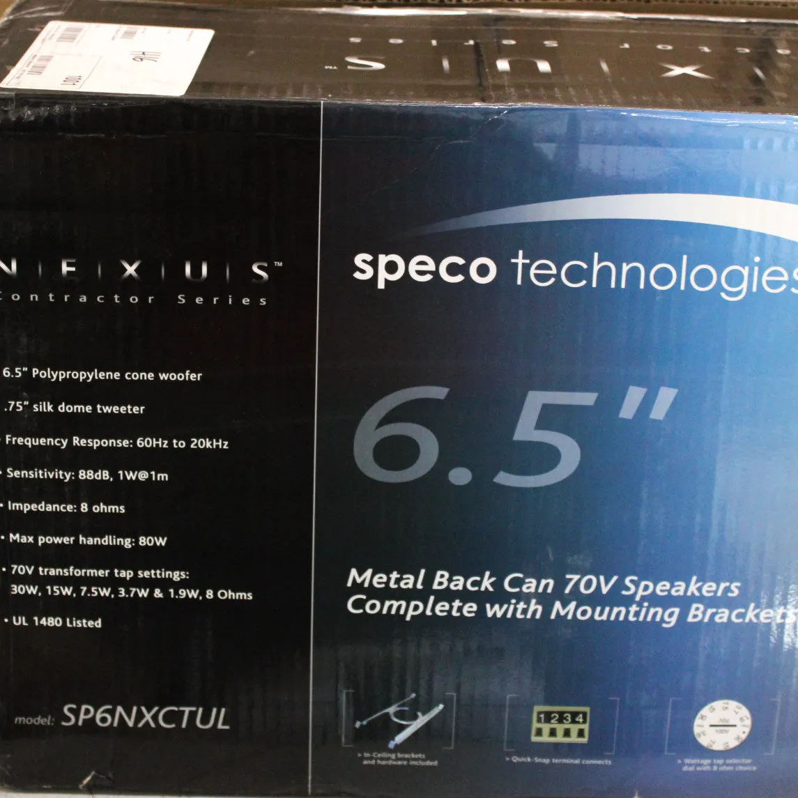Speco 6.5" Metal Black Can 70V Speakers Complete w/ Mounting Brackets SP6NXCTUL