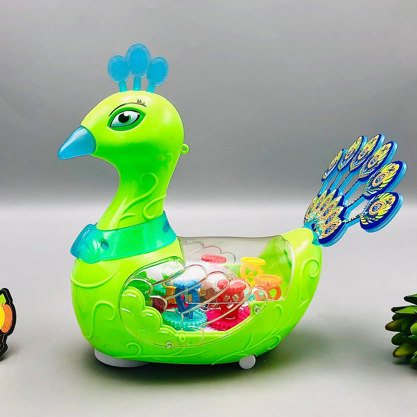 Transparent Gear Peacock With Light & Music