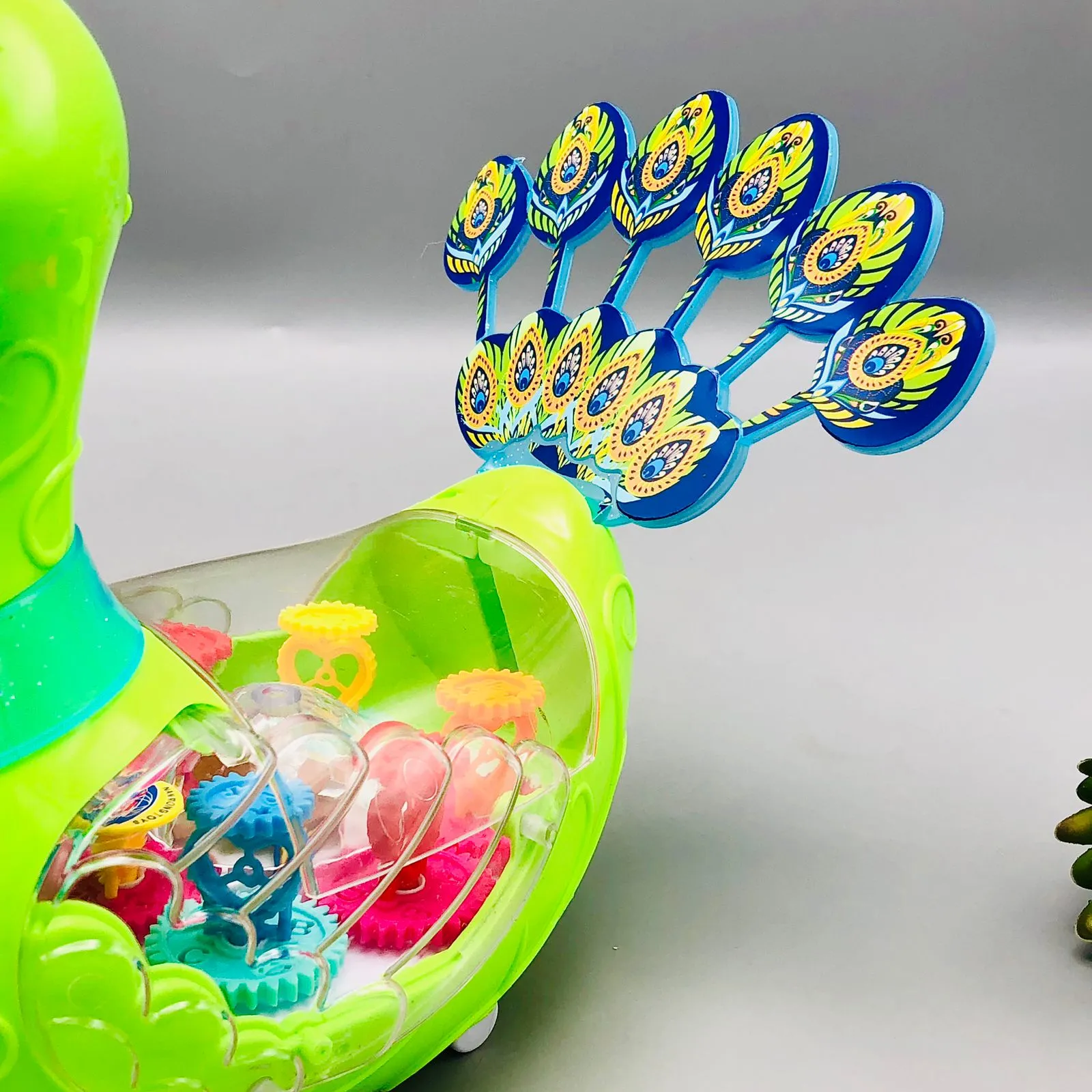 Transparent Gear Peacock With Light & Music