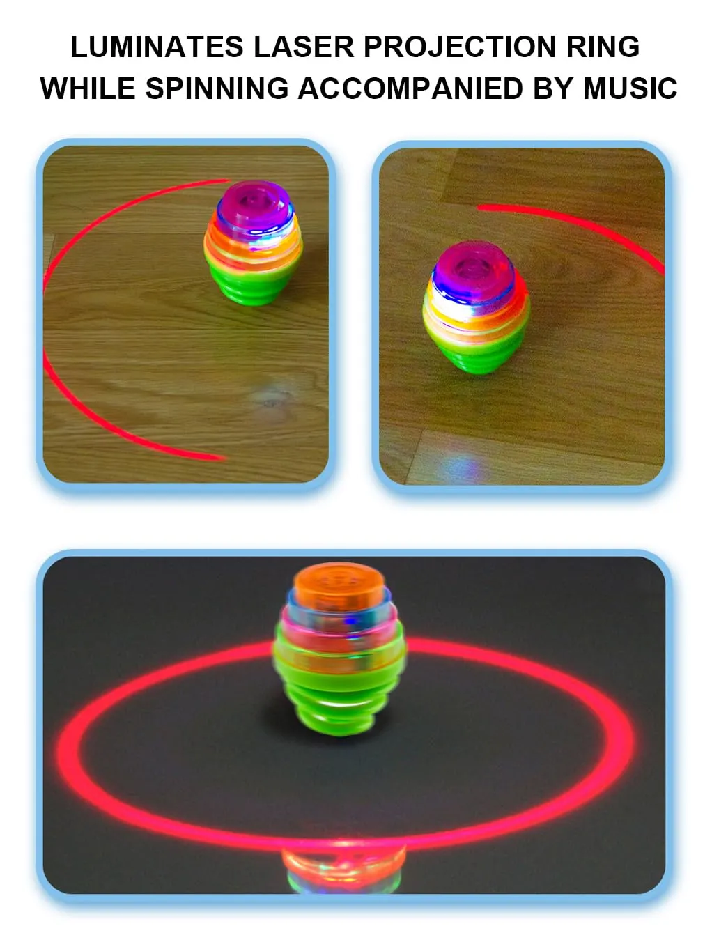 VGRASSP Laser Light Spinning Top Toy for Kids and Adults - Beautiful LED Laser Light and Dynamic Music Launcher Lattoo Toy - Feel Your Childhood Again - Color As Per Stock