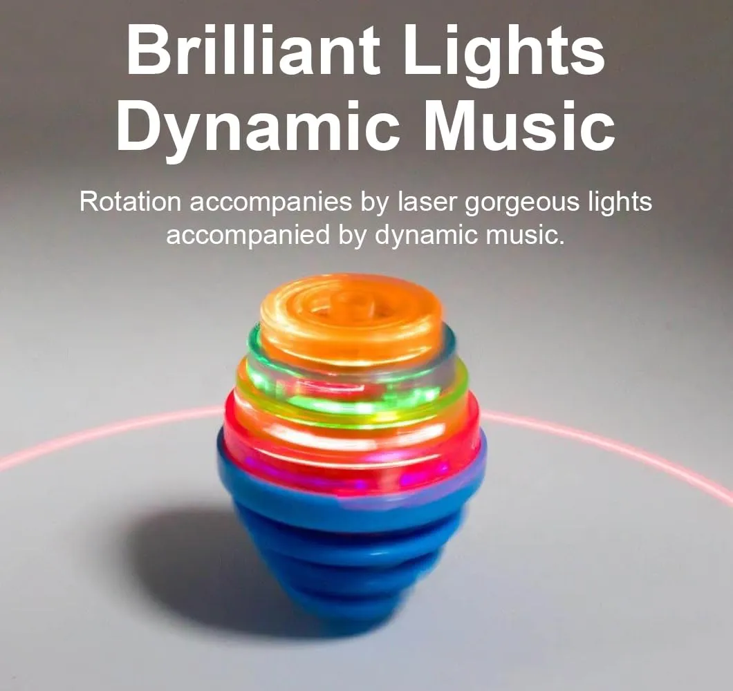 VGRASSP Laser Light Spinning Top Toy for Kids and Adults - Beautiful LED Laser Light and Dynamic Music Launcher Lattoo Toy - Feel Your Childhood Again - Color As Per Stock