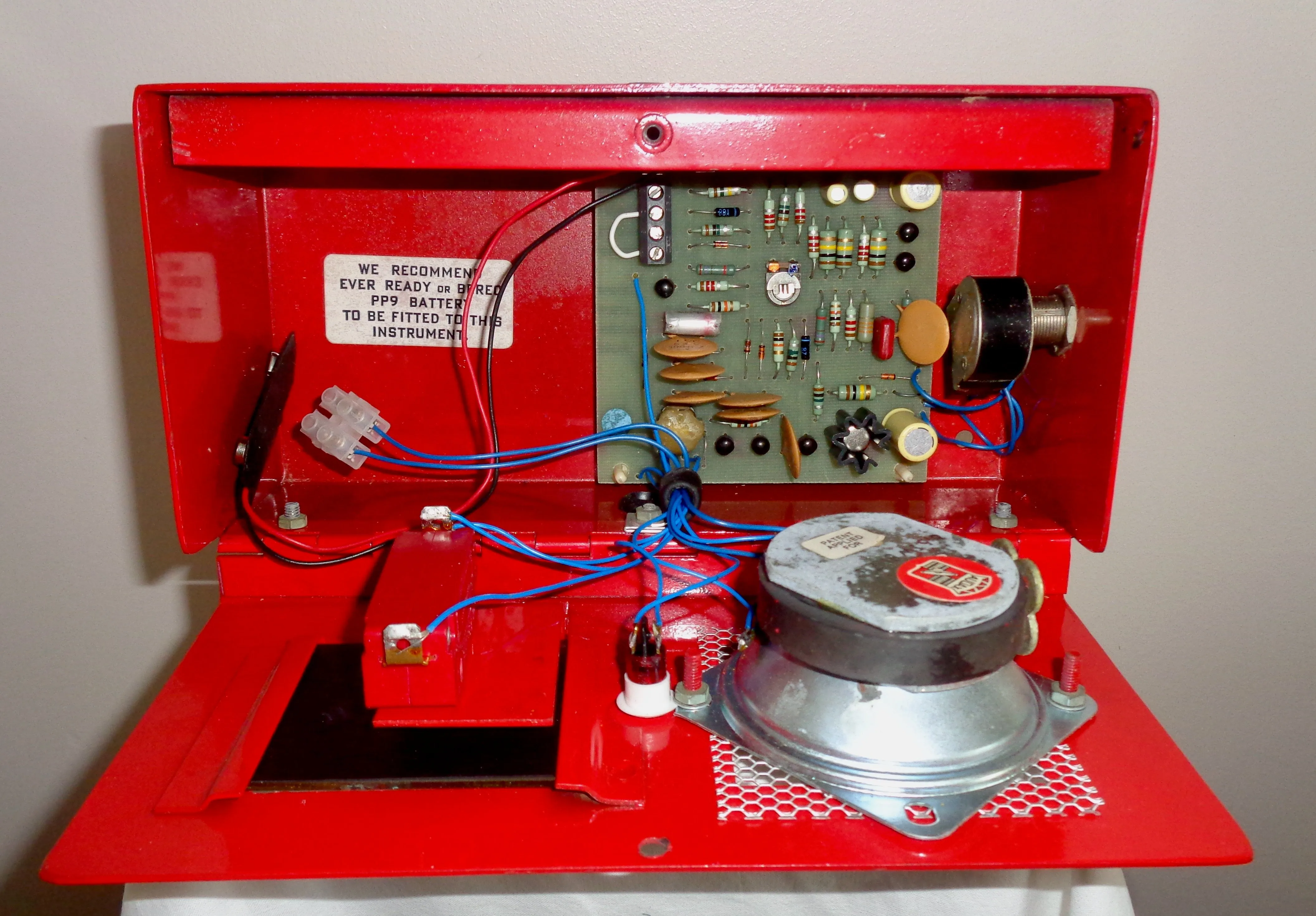 Vintage Audax Battery Powered Self Contained Fire Alarm With Break Glass Is New Old Stock