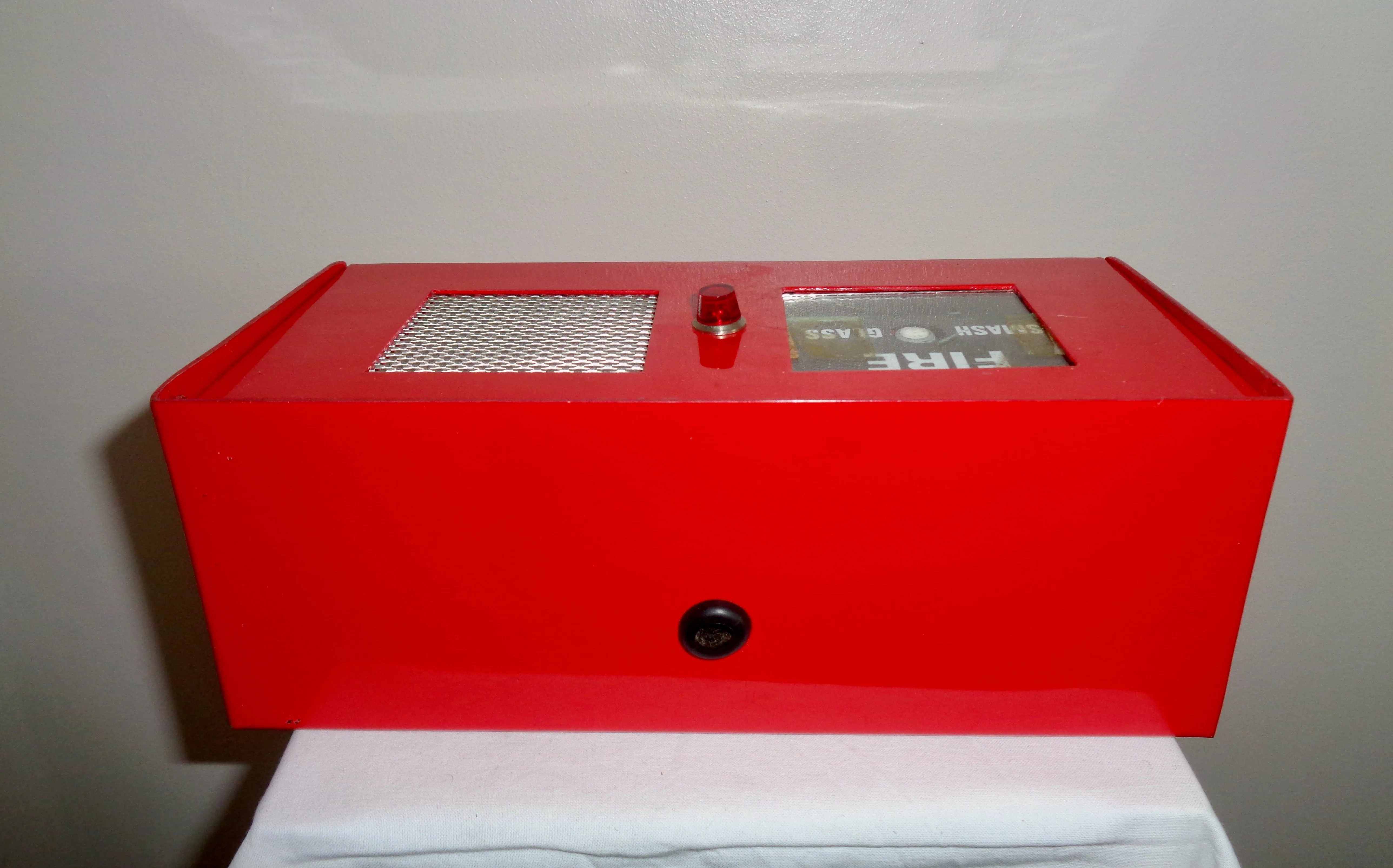 Vintage Audax Battery Powered Self Contained Fire Alarm With Break Glass Is New Old Stock