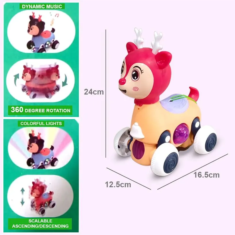 Walking Deer Battery Operated Toy with 3D Lights & Music, 3 Years - Multicolor