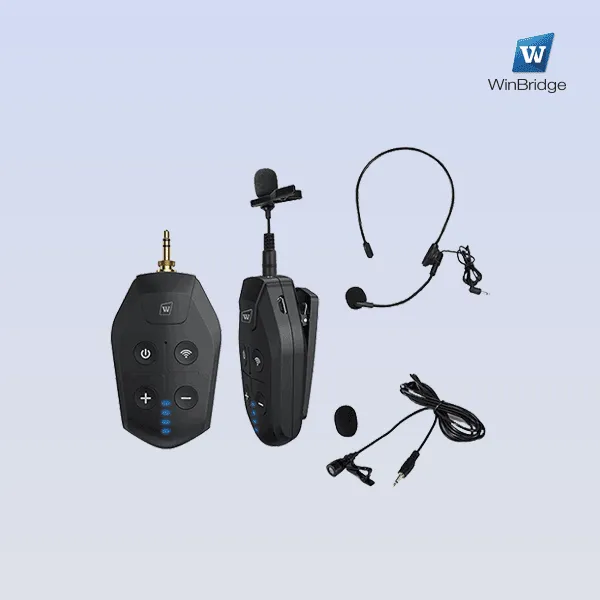 WinBridge U7 UHF Wireless Lavalier Microphone with Lapel Microphone, Headset Mic and Stand Mic