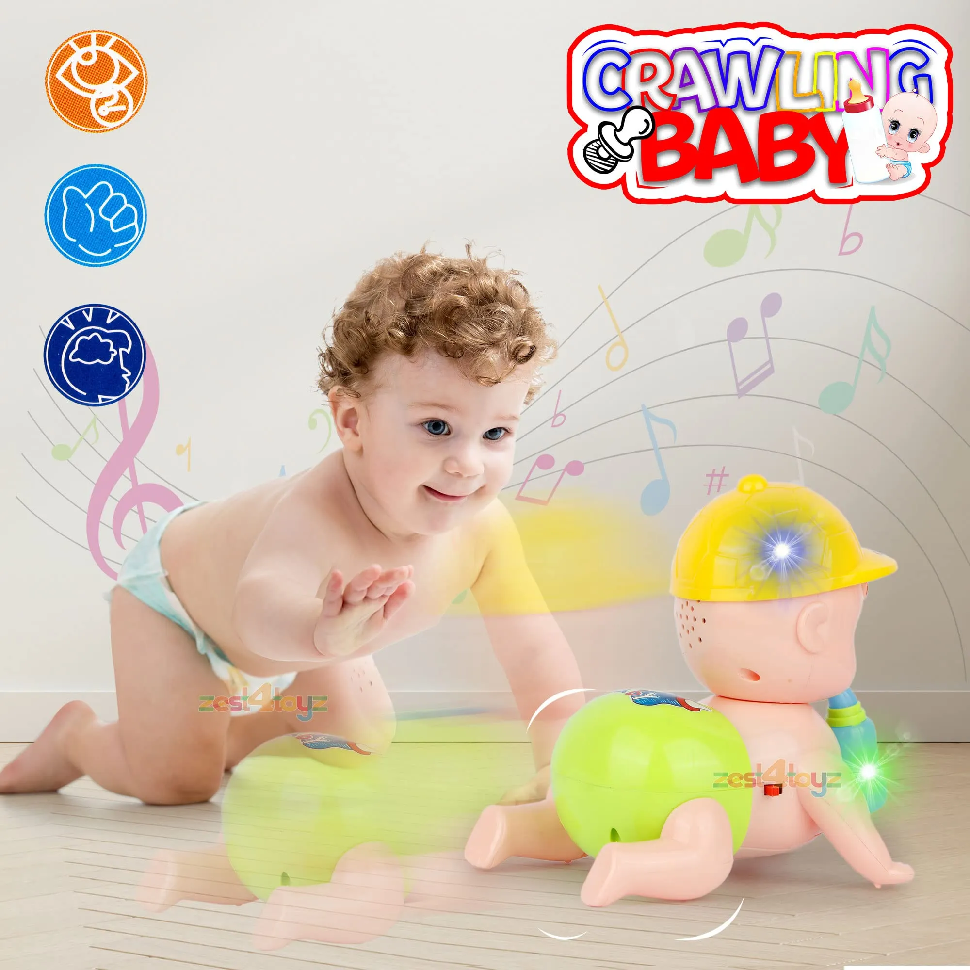 Zest 4 Toyz Musical Baby Crawling Early Learning Plastic Toy with 3D Lights & Sound for Babies (Assorted)