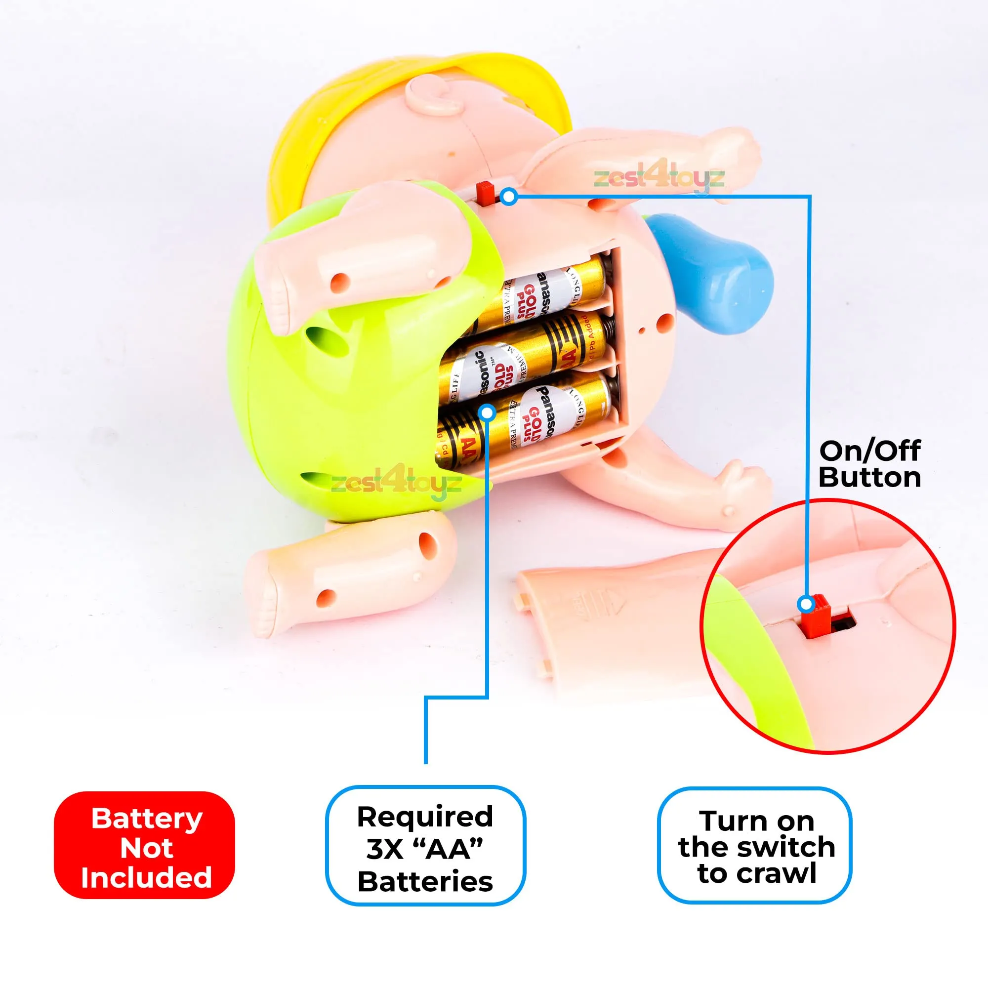 Zest 4 Toyz Musical Baby Crawling Early Learning Plastic Toy with 3D Lights & Sound for Babies (Assorted)