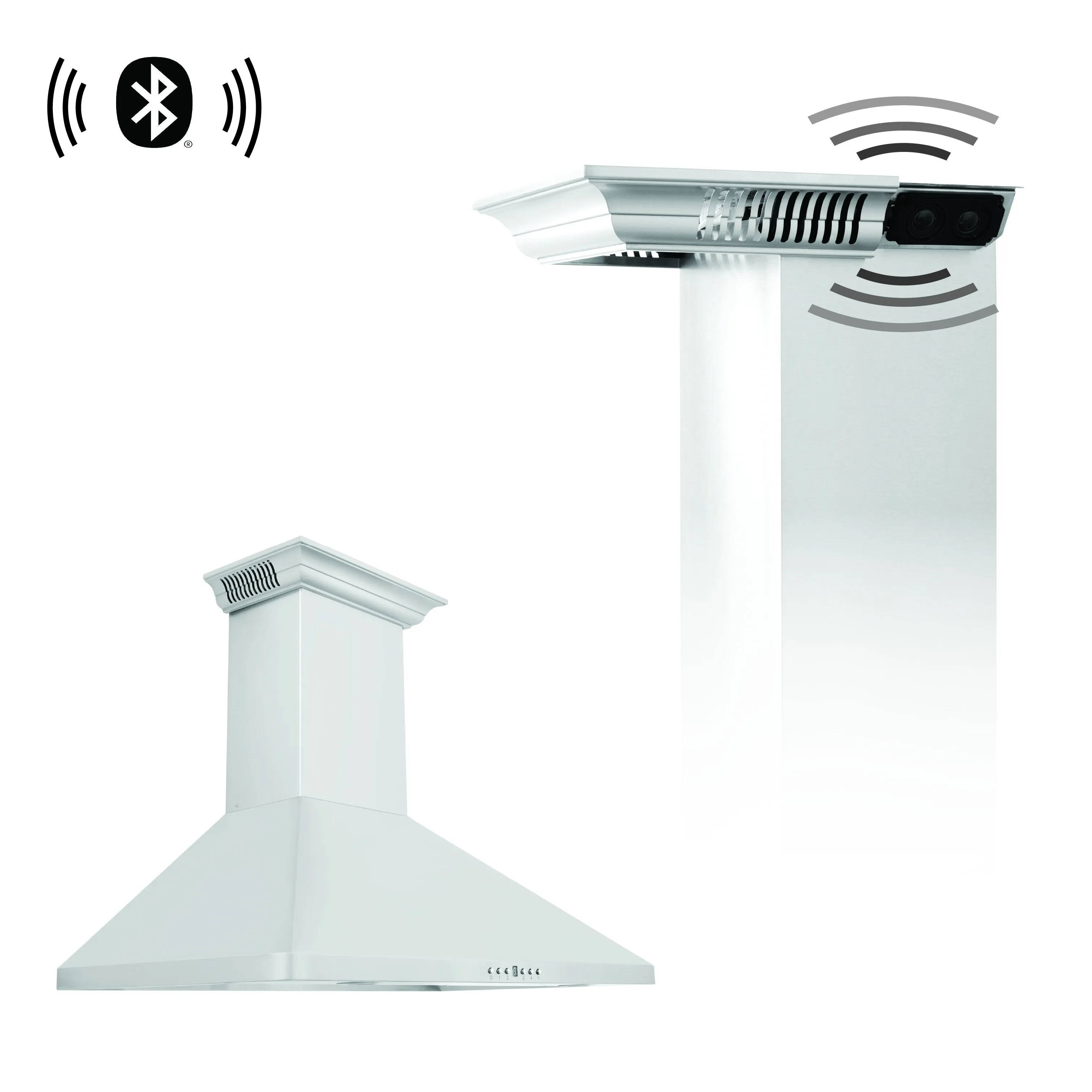 ZLINE Wall Mount Range Hood in Stainless Steel with Built-in CrownSound® Bluetooth Speakers (KF1CRN-BT)